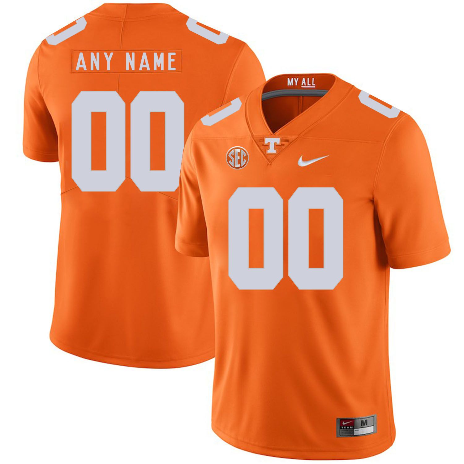 Men Tennessee Volunteers #00 Any name Orange Customized NCAA Jerseys